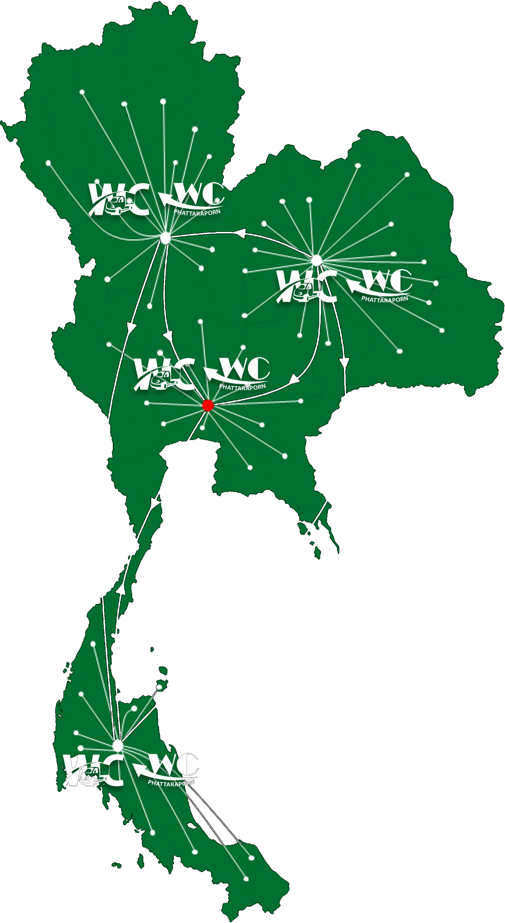 แผนที่เครือข่ายการให้บริการของ WC ครอบคลุม 77 จังหวัดทั่วประเทศไทย